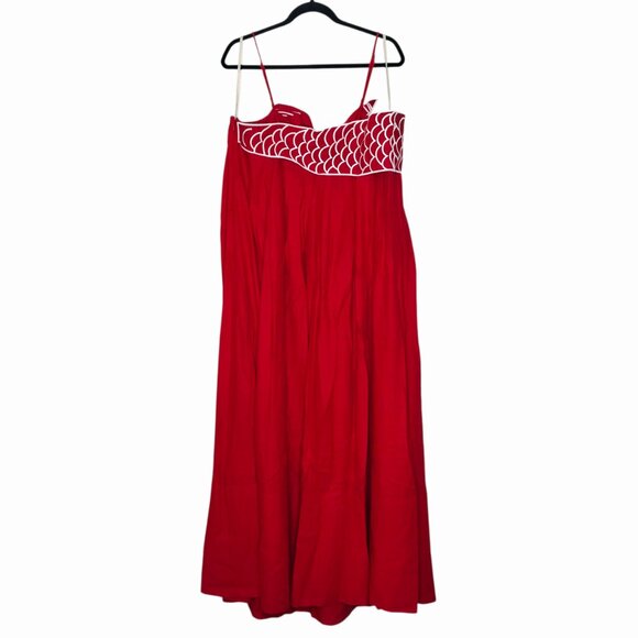 Farm Rio Koi Maxi Dress‎ Red Fish Top Linen Size XL NWT - Picture 8 of 16